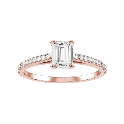 Emerald Pavé Ring – 0.25 ct – 9KT Rose Gold