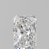 Radiant cut diamond with brilliant facets, showcasing clarity and sparkle against neutral background