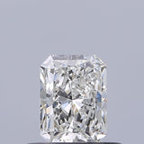 Radiant cut diamond with brilliant facets, showcasing clarity and sparkle against neutral background
