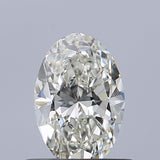 Oval cut natural diamond with brilliant facets, showcasing sparkle and clarity against neutral background