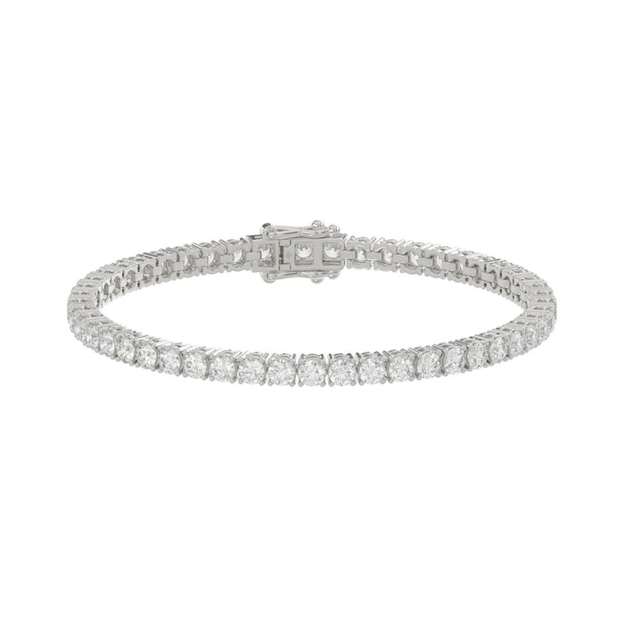 Elegant diamond tennis bracelet with round brilliant stones in white metal setting